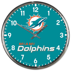Miami Dolphins Round Chrome Wall Clock Z157-1094327911 Miami Dolphins Round Chrome Wall Clock Z157-1094327911