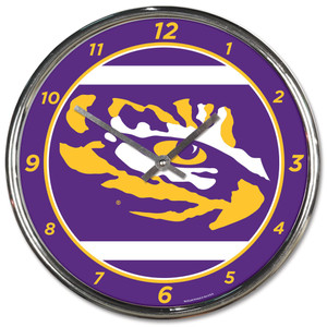 LSU Tigers Clock Round Wall Style Chrome Z157-1094327978 LSU Tigers Clock Round Wall Style Chrome Z157-1094327978