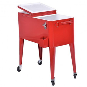 Red Portable Outdoor Patio Cooler Cart B593-OP2979 Red Portable Outdoor Patio Cooler Cart B593-OP2979