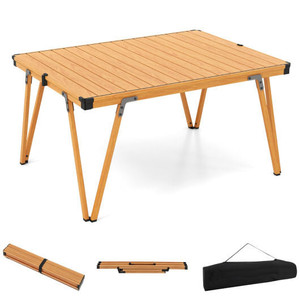 Folding Camping Table Picnic Table with Storage Bag and Waterproof Desktop-Brown B593-NP11945 Folding Camping Table Picnic Table with Storage Bag and Waterproof Desktop-Brown B593-NP11945