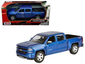 2017 Chevrolet Silverado 1500 LT Z71 Crew Cab Pickup Truck Blue 1/27 Diecast Model Car by Motormax F977-79348BL