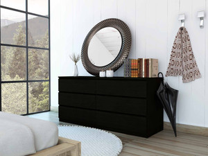 60" Black Six Drawer Double Dresser N270-403757 60" Black Six Drawer Double Dresser N270-403757