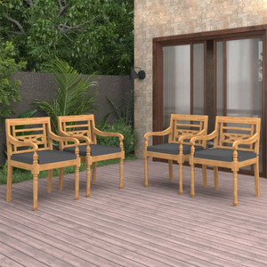Patio Garden Chair Set of 4 Gray Teak Wood Standard Durable A949-3087057 Patio Garden Chair Set of 4 Gray Teak Wood Standard Durable A949-3087057