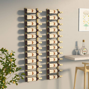 Wall Mounted Wine Rack for 12 Bottles 2 pcs Gold Iron A949-340882 Wall Mounted Wine Rack for 12 Bottles 2 pcs Gold Iron A949-340882