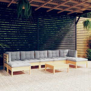 Garden Lounge Set Grey Solid pinewood, fabric (100% polyester) A949-3097096 Garden Lounge Set Grey Solid pinewood, fabric (100% polyester) A949-3097096