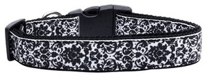 Fancy Black and White Nylon Ribbon Dog Collars Medium S528-125-063 MD Fancy Black and White Nylon Ribbon Dog Collars Medium S528-125-063 MD