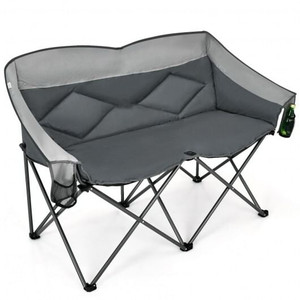 Folding Camping Chair with Bags and Padded Backrest-Gray - Color: Gray D681-OP70772GR Folding Camping Chair with Bags and Padded Backrest-Gray - Color: Gray D681-OP70772GR