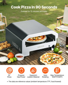 Outdoor Pizza Oven, 16 in Propane Gas Pizza Maker, Portable Pizza-Cooker with  Electric Rotation, T E415-BXPSLWPTDXZGRP2D3001V9