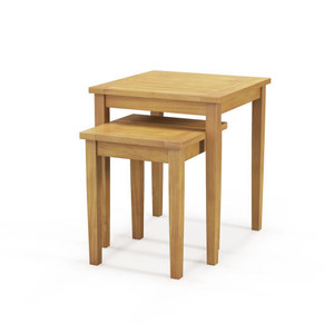 2 Pieces Space Saving Design Teak Wood Outdoor Patio Nesting Table - Color: Natural D681-JV11912 2 Pieces Space Saving Design Teak Wood Outdoor Patio Nesting Table - Color: Natural D681-JV11912