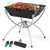 3-in-1 Camping Campfire Grill with Stainless Steel Grills Carrying Bag & Gloves-Silver - Color: Sil D681-NP11403DK