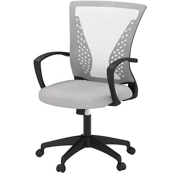 Gray Modern Mid-Back Ergonomic Mesh Office Desk Chair with Armrest on Wheels Q280-HMBGOC389159371