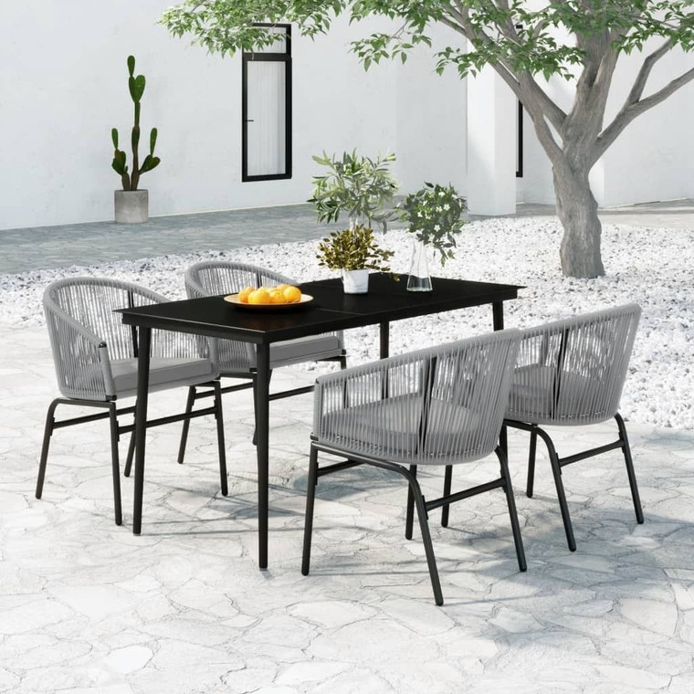  Garden Dining Set Table: Black, Chairs: Grey A949-3099253