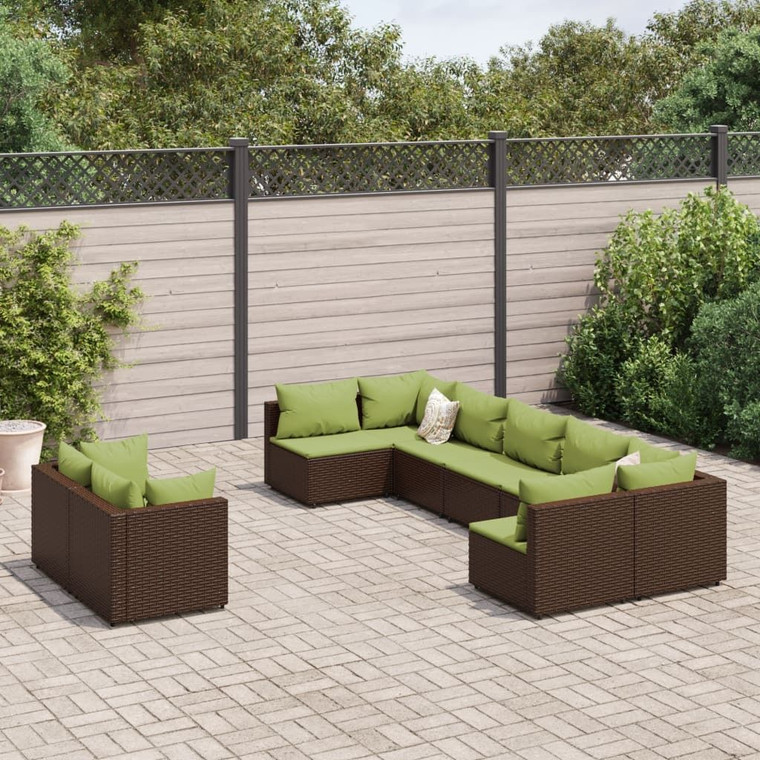  Patio Sofa Set Set of 9 Brown and Green A949-3308302
