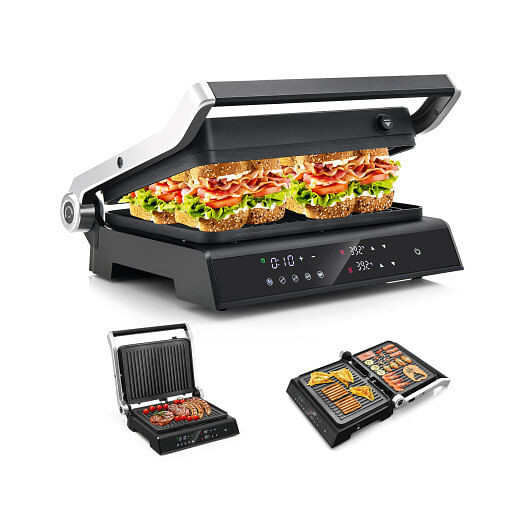Costway 3 in 1 Indoor Electric Panini Press Grill with LED Display-Black B593-WalmartES10413US-DK