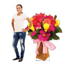 Life-size cardboard standee of a Bouquet of Flowers with model.