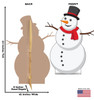 Life-size cardboard standee of Illustrated Snowman. View of back and front of standee with dimensions.