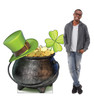 Life-size cardboard standee of a Pot of Gold with model.