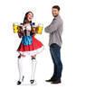 Life-size cardboard standee of a Bar Maiden in Red Skirt with model.