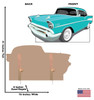 Life-size cardboard standee of 50's Car with back and front dimensions.