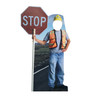 Life-size cardboard standee of Construction Worker Stop Sign Standin.