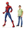 Life-size cardboard standee of Spider-Man from Marvel with model.