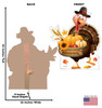 Life-size cardboard standee of a Festive Turkey with back and front dimensions.