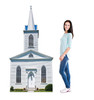 Life-size cardboard standee of Church with Steeple with model.