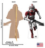 Life-size cardboard standee of Imperial Clone Shock Trooper  from The Bad Batch on Disney+ with front and back dimensions.