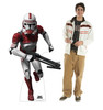 Life-size cardboard standee of Imperial Clone Shock Trooper  from The Bad Batch on Disney+ with model.