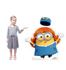 Life-size cardboard standee of Bob Airline Stewardess from the new movie Minions Rise of Gru with model.