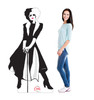 Life-size cardboard standee of Cruella from Disney+ movie Cruella with model.