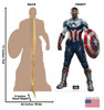 Life-size cardboard standee of Falcon Captain America with front and back dimensions.