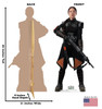 Life-size cardboard standee of Fennec Shand from Lucas/Disney+ TV series The Book of Boba Fett with front and back dimensions.