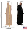 Life-size cardboard standee of Boba FettTM Tusken Outfit from Lucas/Disney+ TV series The Book of Boba Fett with front and back dimensions.