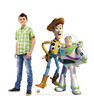 Life-size cardboard standee of Buzz and Woody from Disney's Toy Story with model.