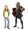 Life-size cardboard standee of Mighty Thor from Marvel's movie Thor Love and Thunder with model.
