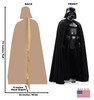 Life-size cardboard standee of Darth Vader from Star Wars Obi-Wan Kenobi Series on Disney Plus with back and front dimensions.