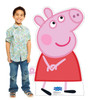 Life-size cardboard standee of Peppa Pig with model.