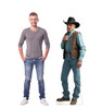 Life-size cardboard standee of Lloyd from Yellowstone with model.