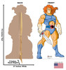 Life-size cardboard standee of Lion-O from the Thunder Cats TV series with back and front dimensions.