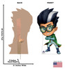 Life-size cardboard standee of Romeo from PJ Masks Power Heroes with back and front dimensions.