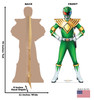 Life-size cardboard standee of Green Power Ranger with back and front dimensions.