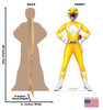 Life-size cardboard standee of Yellow Power Ranger with back and front dimensions.