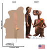 Life-size cardboard standee of E.T. and Gertie with back and front dimensions.