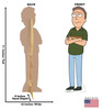 Life-size cardboard standee of Jerry from the Rick and Morty TV series with back and front dimensions.