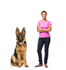 Life-size cardboard standee of a German Shepherd with model.