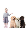 Life-size cardboard standee of a Puppy Group with model.