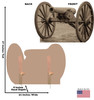 Life-size cardboard standee of a Civil War Cannon with back and front dimensions.
