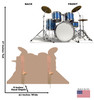 Life-size cardboard standee of a Drum Set with back and front dimensions.