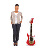 Life-size cardboard standee of a Red Electric Guitar with model.